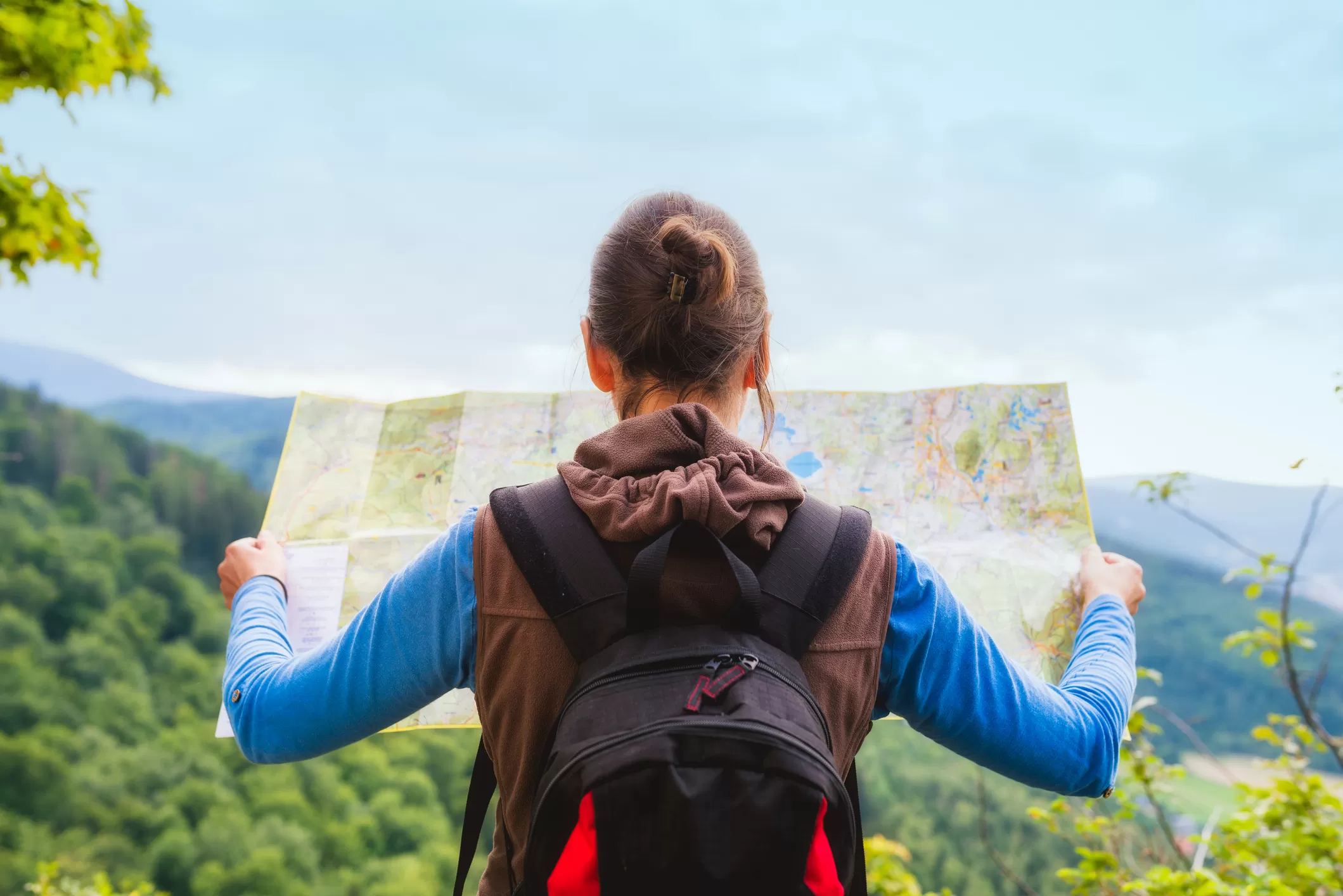 woman looking at map
